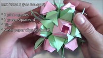 Valentine'S Day Crafts- Origami Rose - How To Fold Origami Flower Or Rosebud Petal & Calyx Bouquet