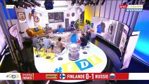 Estelle Denis se moque du look de Raymond Domenech en direct sur la chaîne L'Équipe