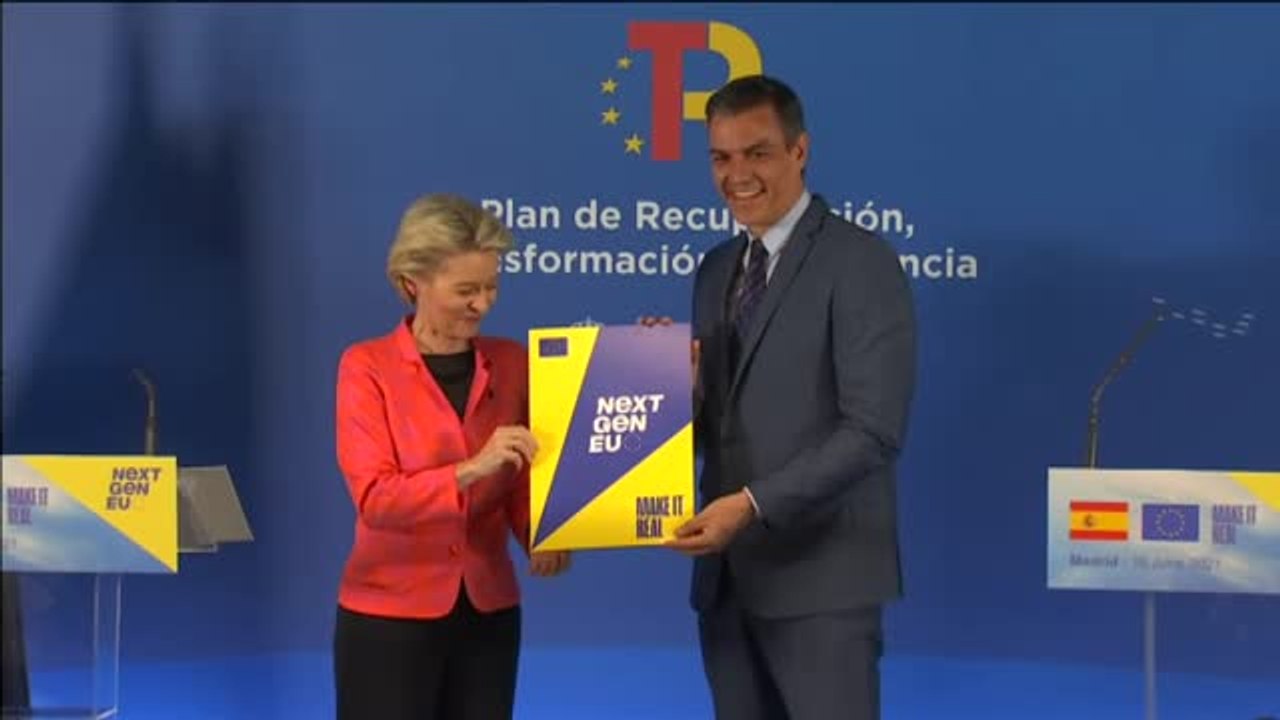 Von der Leyen 'da luz verde' en Madrid a la llegada de los fondos europeos  a España