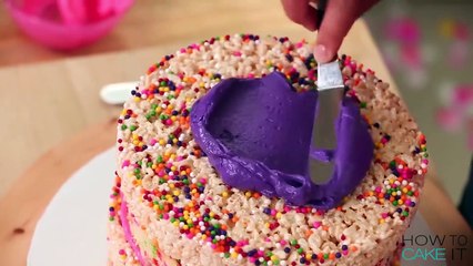 How To Make A Mega Funfetti Cake! Confetti Vanilla Cake With Sprinkle Rice Krispie Treats!