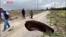 Afyonkarahisar'da yol ortasında göçük