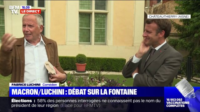 Fabrice Luchini récite la fable L'Homme et la couleuvre de La Fontaine aux côtés d'Emmanuel Macron