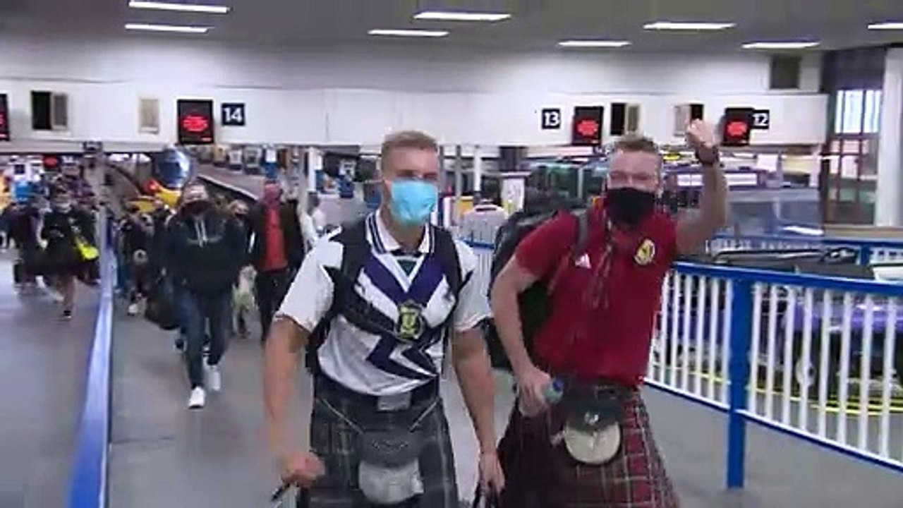 Tartan army arrive in London ahead of match against England