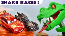 Disney Cars Lightning McQueen in Snake Races with Hot Wheels Marvel and the Funlings in this Stop Motion Toys Episode Race Video for Kids by  Kid Friendly Family Channel Toy Trains 4U