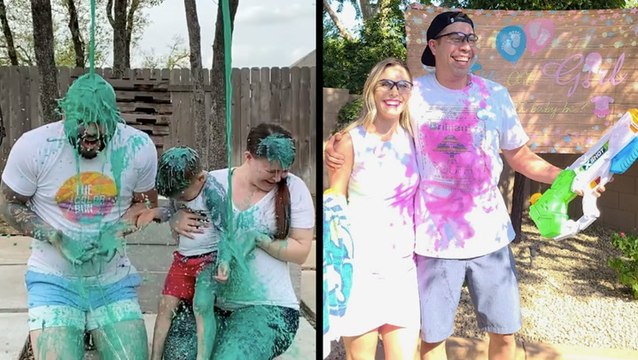 Creative Gender Reveals Get Couples Soaked In Their Baby's Color