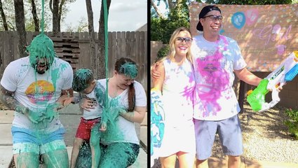 Creative Gender Reveals Get Couples Soaked In Their Baby's Color