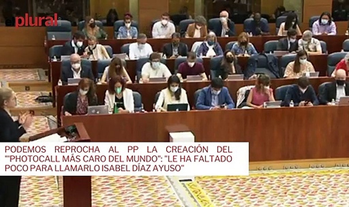 Podemos reprocha al PP la creación del "'photocall más caro del mundo": "Le ha faltado poco para llamarlo Isabel Díaz Ayuso"