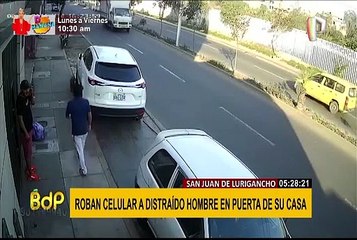 Sujeto es asaltado en la puerta de su casa en cuestión de segundos