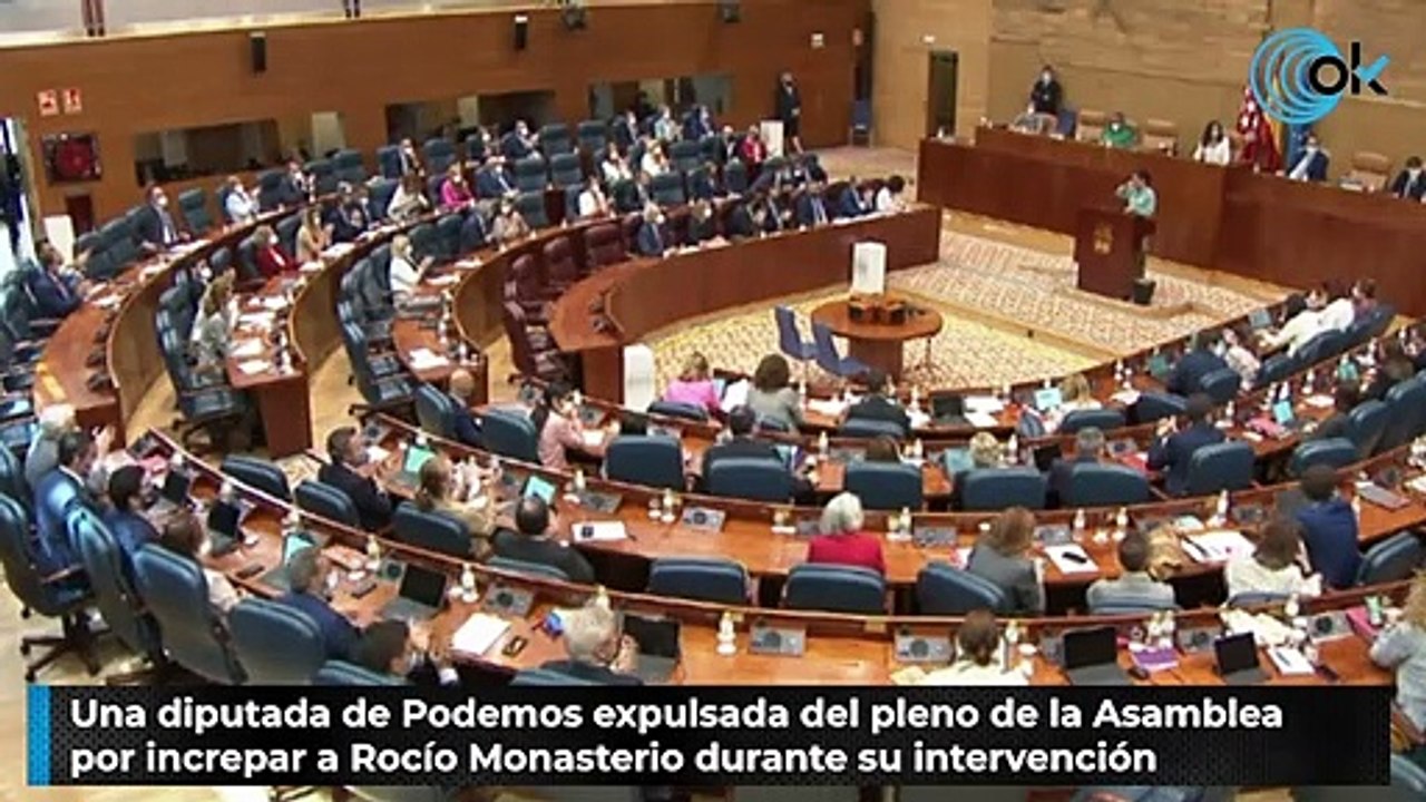 Una diputada de Podemos expulsada del pleno de la Asamblea por increpar a Rocío Monasterio durante su intervención