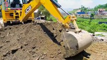 JCB 3DX BACKHOE LOADER LOADING SOIL IN MINI TRUCK - JCB LOADER VIDEO ||  ROAD PLAN