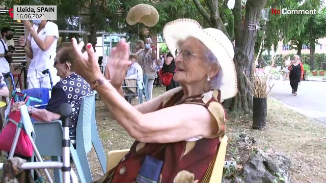 Elderly people fully vaccinated have fun at care home`s music festival