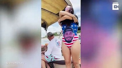 Husband Reacts To Seeing His Face On Wife's Bathing Suit # EPIC REACTION