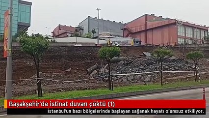 Başakşehir'de istinat duvarı çöktü (1)