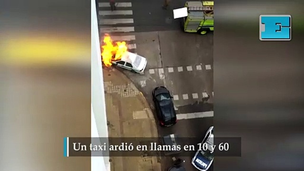 Un taxi ardió en llamas en 10 y 60