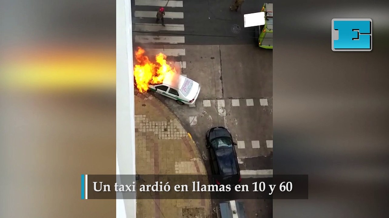 Un taxi ardió en llamas en 10 y 60