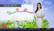 [날씨] 주말 30도 안팎 더위…오후 강원북부산지 '소나기'