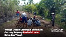 Warga Dusun Cibungur Sukabumi Gotong Royong Perbaiki Jalan Batu dan Tanah