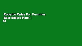 Robert's Rules For Dummies  Best Sellers Rank : #4