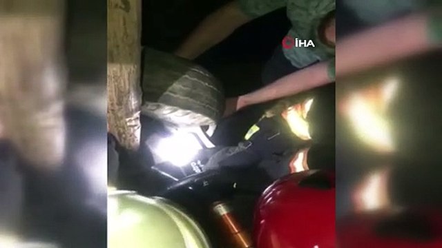 Başına araba lastiği geçen araba inek itfaiye ekipleri tarafından kurtarıldı