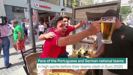 Download Video: Germany and Portugal fans mingle in Munich before crunch clash