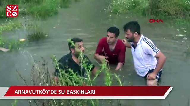 Arnavutköy'de dere taştı, evleri su bastı