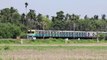 Beautiful Sea-Green colored EMU local devastating a forest towards Jirat Station __ Indian Railway