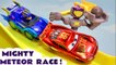Disney Cars Lightning McQueen in Paw Patrol Mighty Meteor Race with PJ Masks and Hot Wheels Cars in this Funlings Race Stop Motion Toys Episode for Kids by Kid Friendly Family Channel Toy Trains 4U