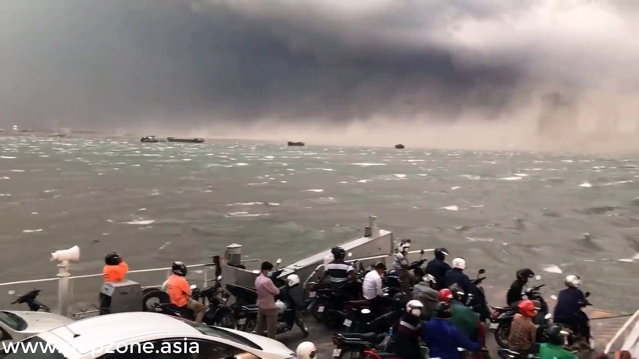 Water Flows During a Storm in Cambodia