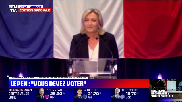 Régionales: Marine Le Pen appelle ses électeurs à redresser le résultat de ce premier tour