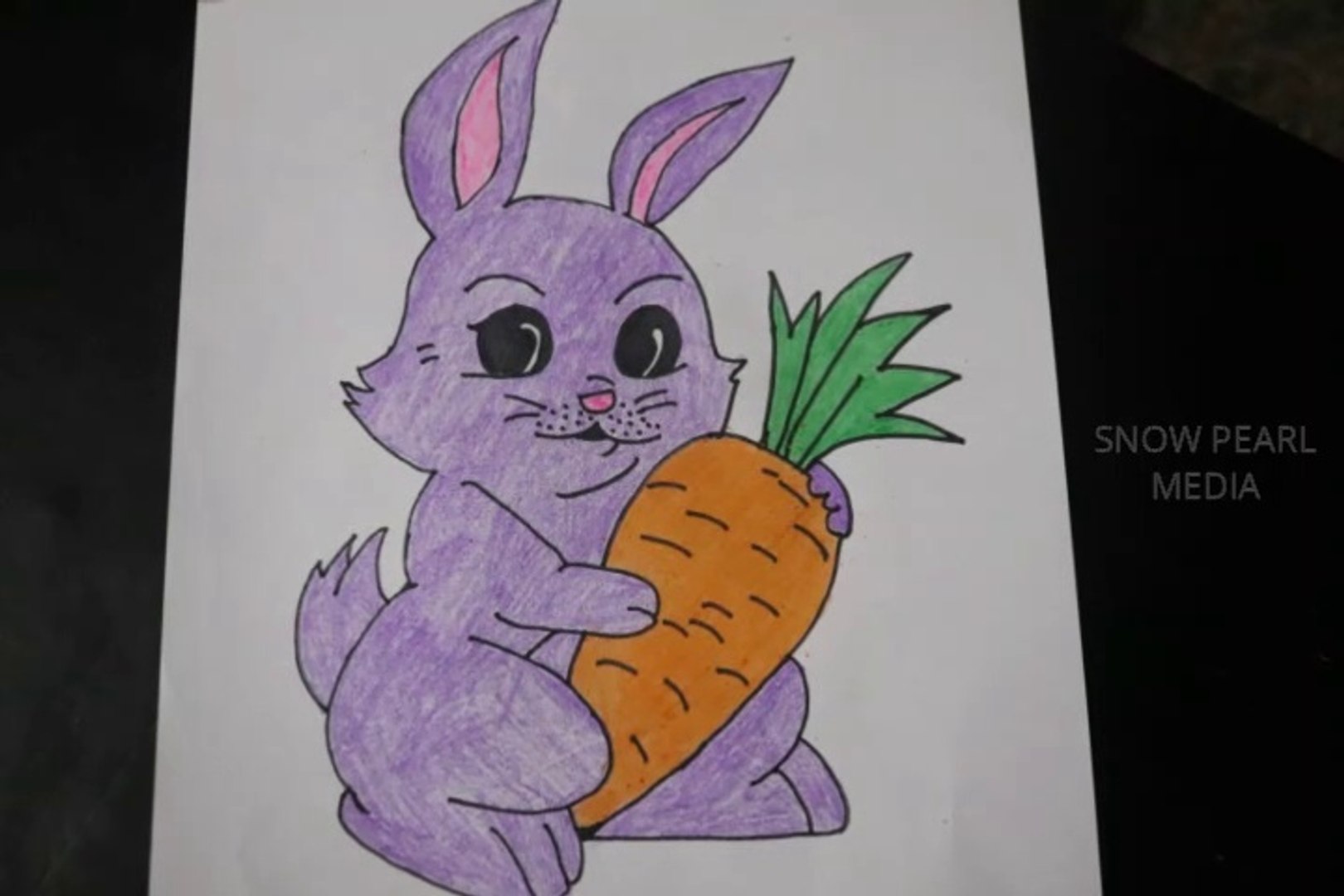 Cute Rabbit with Carrot Drawing | Crayon Art | Arts and Crafts #11 - video  Dailymotion