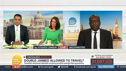Good Morning Britain - Kwasi Kwarteng  tells Susanna Reid that the govt are still 'reviewing the data' as he says Matt Hancock is looking into it.