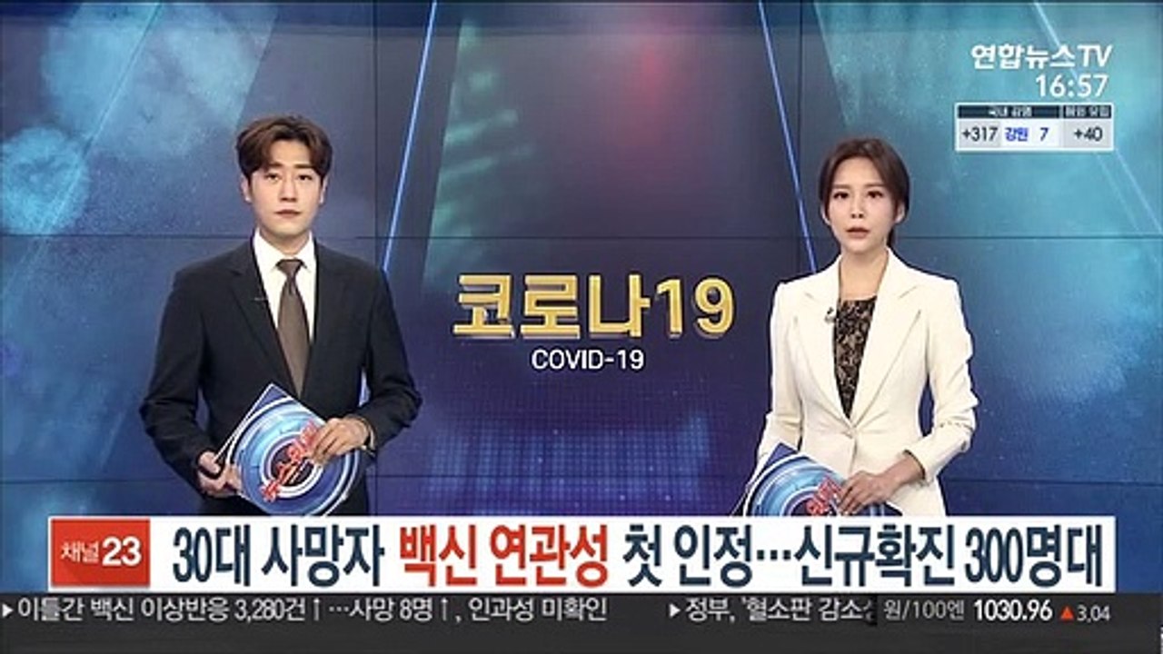 30대 사망자 백신 연관성 첫 인정…신규확진 300명대