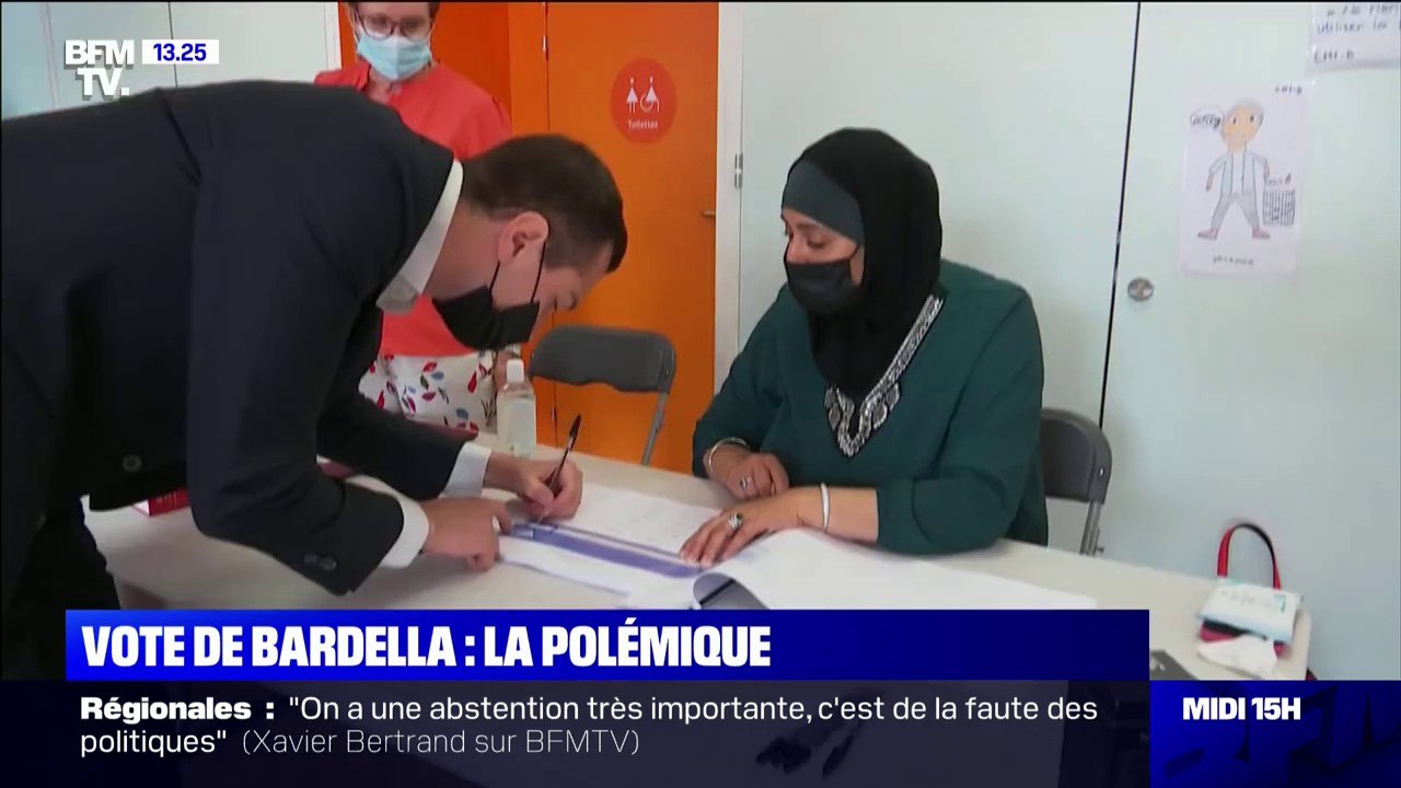 Jordan Bardella crée la polémique en publiant la photo d'une assesseure voilée sur les réseaux sociaux