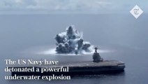 US Navy detonate a massive explosion in the Atlantic Ocean to test their warships