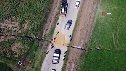 Afyon'da endişe uyandıran göçük ve yarıklar