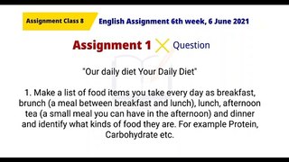 English Assignment Class 8 6th Week 2021 | Class 8 Assignment 6th week | English Assignment 2021