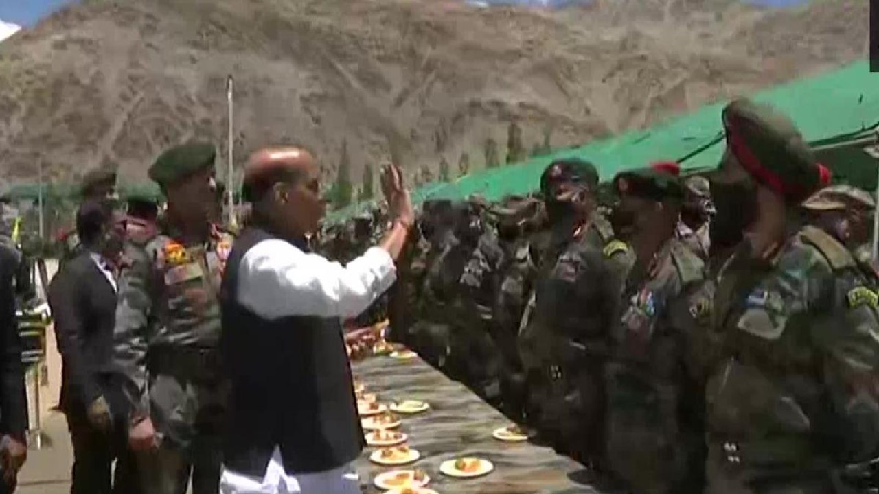 Ladakh: Rajnath Singh in Leh, meets Jawans