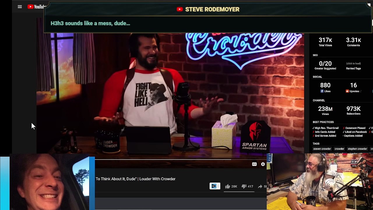 Steven Crowder Ambushed by Radical Sycophants on H3H3 with Ethan Klein and Sam Sedar