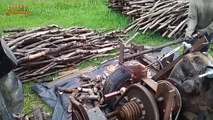Homemade firewood Big Tree Excavator Machine Working - Amazing Processing Wood Machine