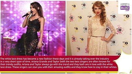 Ariana Grande Vs Taylor Swift Vote The Divine Beauty In White Lace Dress