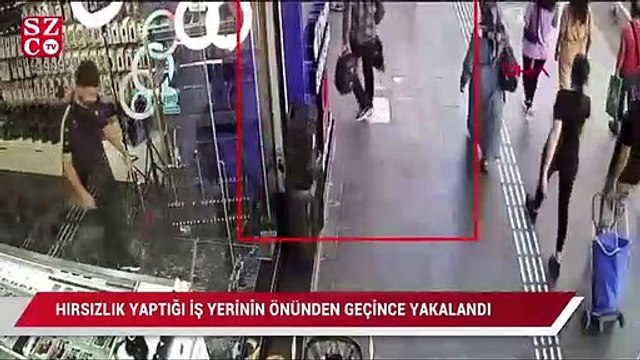 Hırsızlık yaptığı iş yerinin önünden geçince yakalandı