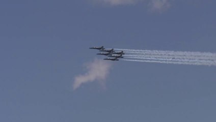 Blue Angels Fly over Flight in Detroit, MI