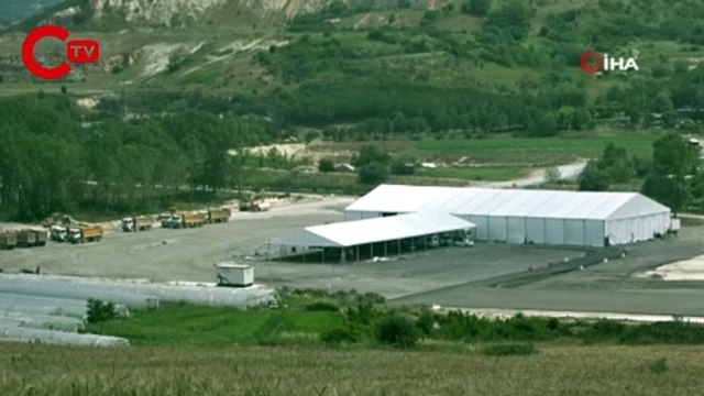 Kanal İstanbul temel atma törenine 72 saat kala tören alanı kurulmaya başlandı