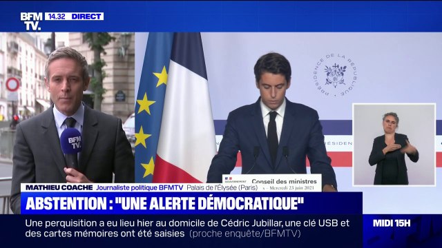 Régionales: pour Emmanuel Macron, la forte abstention enregistrée au premier tour constitue une alerte démocratique