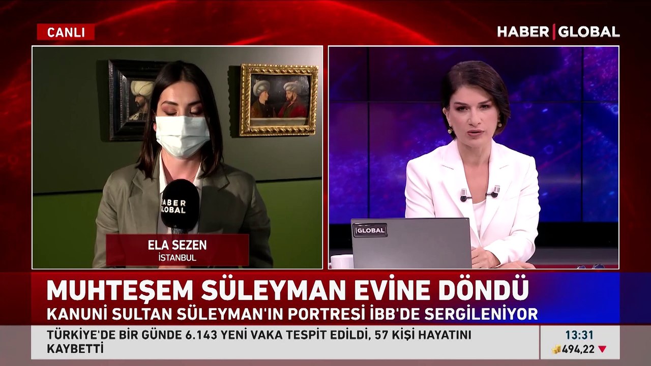 Kanuni Sultan Süleyman portresi, Fatih Sultan Mehmet'in portresinin yanında yerini aldı