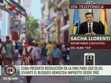 Sacha Llorenti: Los Pueblos del Mundo exigen el levantamiento del bloqueo financiero impuesto a Cuba