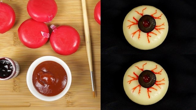Halloween-Buffet: Gruselaugen aus Käse selbst gemacht!