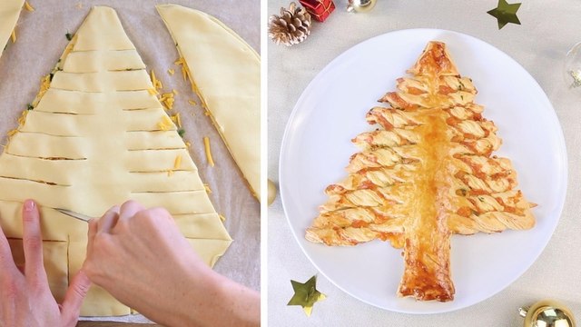 Schnell gemacht: Tannenbaum aus Blätterteig mit Käsefüllung