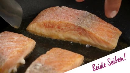Lachs außen knusprig, innen saftig