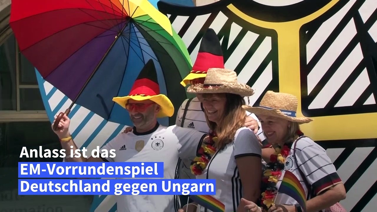 Vor EM-Spiel gegen Ungarn: Regenboggenflaggen in München